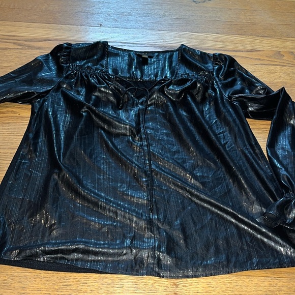 Anthropologie Current Air Women's Black and Silver Blouse-sz XS - Picture 4 of 8